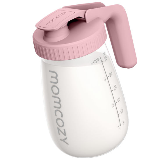 Picture of Momcozy Breast Milk Pitcher, Resistant to Heat and Cold Abrupt Temp Swings, No Leak Breast Milk Fridge Storage Container With Wide Mouth, Fast Baby Formula Maker, Breastfeeding Essentials, Pink