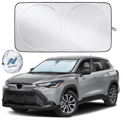 Picture of Autovir Car Windshield Sun Shade | Durable 240T Material Car Sun Visor for UV Rays and Sun Heat Protection | Car Interior Accessories for Cooler Interior | Medium Plus (64" x 33.5")