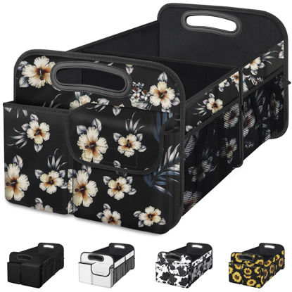 Picture of Femuar Car Trunk Organizer, Car Storage Organizer with Large Capacity Waterproof Collapsible Trunk Organizer for Car Suv/Jeep/Sedan (Hibiscus flowers, Standard)