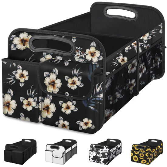 Picture of Femuar Car Trunk Organizer, Car Storage Organizer with Large Capacity Waterproof Collapsible Trunk Organizer for Car Suv/Jeep/Sedan (Hibiscus flowers, Standard)