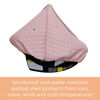 Picture of liuliuby Baby Car Seat Weather Shield | Warm Quilted Winter Cover with Clear Window for Infant Carseat | Keeps Babies & Newborn Protected in Cold | Car Seat Cover for Boys & Girls (Pink)