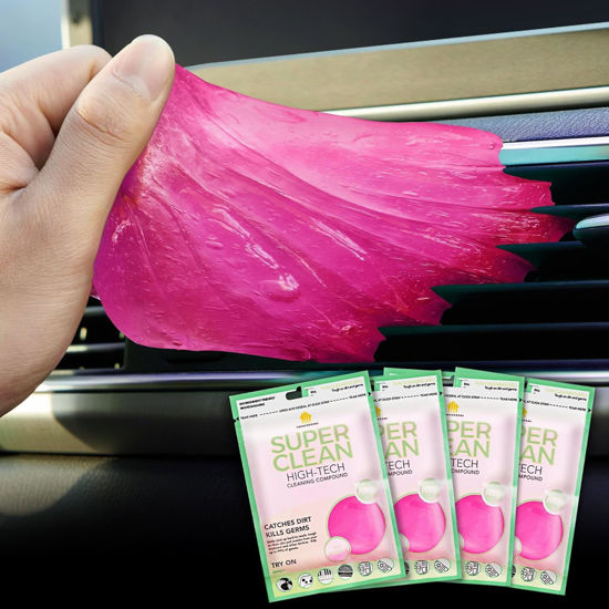 Picture of FiveJoy Car Cleaning Gels, 4-Pack Universal Auto Detailing Tools Car Interior Cleaner Putty, Dust Cleaning Mud for PC Tablet Laptop Keyboard, Camera, Printers, Calculator - 320g (2.8oz/pcs) (Pink)