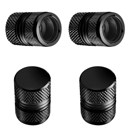 Picture of Tire Valve Stem Caps - 4 Pack Anti-Corrosion Premium Anodized Alloy Tyre Air Valve Caps Universal for Car SUV Bike Black