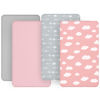 Picture of Baby Bassinet Sheets 4 Pack Compatible with 33" x 20" Mika Micky, Baby Delight, Dream On Me, AMKE and Other Rectangle Bassinet Mattress, Ultra Soft & Skin-Friendly, Pink Print