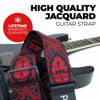 Picture of Perris Leather Guitar Strap - Red Crosses Jacquard Ribbon Guitar Strap, with Leather Ends - Electric/Acoustic/Bass Guitar Strap - Adjustable Strap From 39″ to 58″ - Red/Black (TWS-7071)