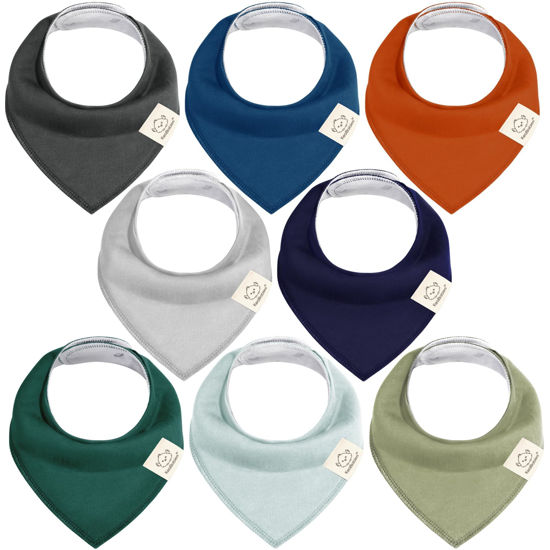 Picture of KeaBabies 8-Pack Organic Baby Bandana Drool Bibs for Boys Girls - Soft Cotton Drooling & Teething Bibs for Infants, Toddlers, Super Absorbent Cotton Bandana Bibs for Baby Boy & Girl, Unisex (Hunter)