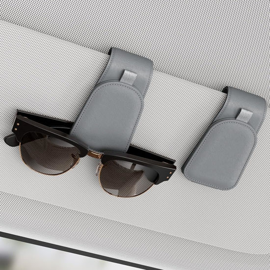 Picture of Sotfamily Sunglass Holder for Car, Suede Cloth Magnetic Sunglasses Clip for Car Visor, Sunglass Organizer for Car Accessories, 2 Packs, Gray