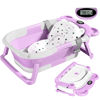 Picture of TPN Collapsible Baby Bathtub for Infants to Toddler with Real-time Temp Monitor+Floating Cushion,Foldable Baby Bath Tub Set Applicable 0-36 Month,Perfect Portable Travel Baby Tub for Newborns Boy