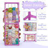 Picture of Trycooling Stuffed Animal Storage Zoo Stuffed Animal Holder Space Save Vertical Stuffed Animals Storage PVC with Elastic Band and Net for Playroom Birthday Gift for Bedroom Nursery (Purple 1)