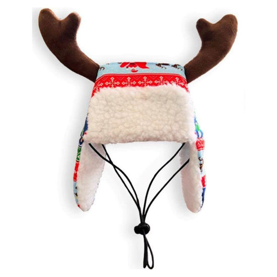 Picture of Huxley & Kent Pet Hat | Ugly Sweater Antler (Small) | Fun Christmas Holiday Hat for Dogs/Cats | Cute, Comfortable and Fun | SnugFit Strings for Best Fit