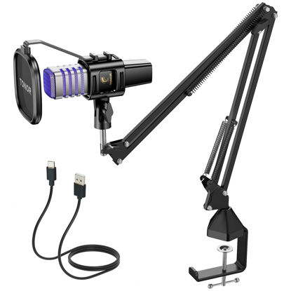 Picture of TONOR USB Gaming Microphone, RGB Streaming Microfono Set, PC Podcast Recording Computer Mic for PS4/5, Discord, Twitch, Cardioid Condenser Mic with Adjustable Boom Arm Stand TC30S+