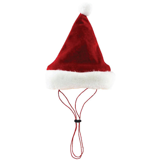 Picture of Huxley & Kent Pet Hat | Santa (Small) | Festive Christmas Holiday Accessory for Dogs/Cats | Holiday Pet Hat | SnugFit Sliding Toggles for Best Fit