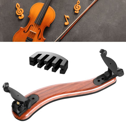 Picture of SUEWIO Violin Shoulder Rest for 4/4 and 3/4 Size, [Imitation Wood Grain] Violin Shoulder Rest with Comfortable Foam Pad & Height Adjustable Feet