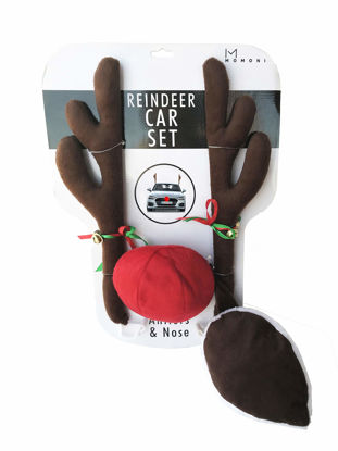 Picture of MOMONI Premium Reindeer Car Kit Antlers, Nose, Tail- Rudolph Set Reindeer Christmas Decoration Car Costume Auto Accessories