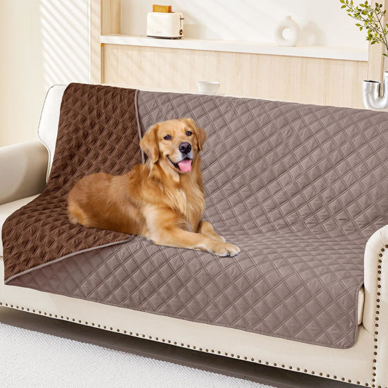 Picture of Smiry Waterproof Dog Blanket, Reversible Dog Bed Cover Pet Blanket, Soft Couch Cover for Dogs Washable, Bed Couch Sofa Furniture Protector for Puppy Cat Kids (52"x82", Greyish Purple/Brown)