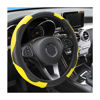 Picture of Fekey&JF Car Steering Wheel Cover, Universal Microfiber PU Leather Elastic 15 inch Stitching Color Anti-Slip Steering Wheel Protector, Auto Interior Protection Accessories for Men Women (Yellow)