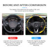 Picture of Fekey&JF Car Steering Wheel Cover, Universal Microfiber PU Leather Elastic 15 inch Stitching Color Anti-Slip Steering Wheel Protector, Auto Interior Protection Accessories for Men Women (Yellow)