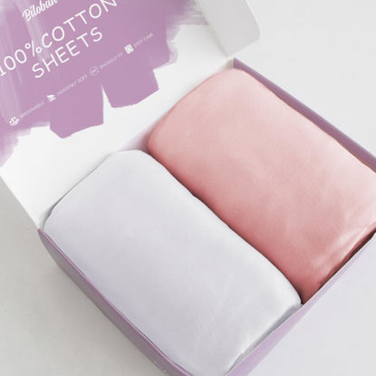 Picture of Bassinet Sheets Fit for Baby Delight and Koolerthings (3 in 1) Baby Bassinet,100% Cotton, 2 Pack, Ultra Soft Bassinet Sheet, White and Pink