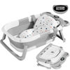 Picture of TPN Collapsible Baby Bathtub for Infants to Toddler with Real-time Temp Monitor+Floating Cushion,Foldable Baby Bath Tub Set Applicable 0-36 Month,Perfect Portable Travel Baby Tub for Newborns Boy