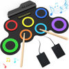 Picture of Rocktata® Electronic Drum Set, 7 Pad Roll-up Drum Kit with Headset Jack, Pedals, Drumsticks, Portable Kids Drum Set Practice Pad for Beginner (No Built-in Speaker)