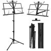 Picture of 1/2/4 Pack Music Stand, 2 in 1 Dual-Use Folding Sheet Music Stand, Lightweight Portable Adjustable Desktop Book Stand with Music Sheet Clip Holder & Carrying Bag(1 Pack Black)