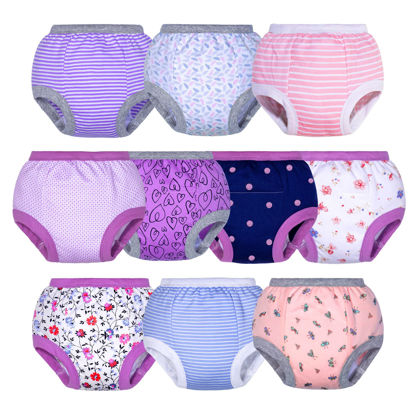 Picture of BIG ELEPHANT Potty Training Underwear, 100% Cotton Absorbent Unisex Toddler Pee Pants for Boys & Girls (Floral Series, 10-Pack, 7-8Y)