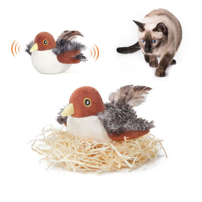 Picture of Potaroma Cat Toys Rechargeable Flapping Bird Sparrow, Lifelike Chirp Tweet, Touch Activated Kitten Toy Interactive Cat Exercise Toys for All Breeds Cat Kicker Catnip Toys 4.0 Inches
