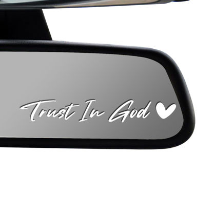 Picture of 3 x Trust In God Mirror Decal White Stickers for Cars Rearview Mirror Decal for Women Cute Decals Vinyl Affirmation Stickers for Window, Mirror, Tumbler, and Water Bottle