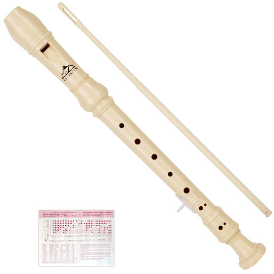 Picture of Eastrock Recorder Instrument Baroque Style Soprano Recorder White 3 Pieces for Beginners and professions with Cleaning Rod, Fingering Chart, Packing Bag, Thumb Rest