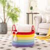 Picture of KAKAMAY Large Blanket Basket (20"x13"),Woven Baskets for storage Baby Laundry Hamper, Cotton Rope Blanket Basket for Living Room, Laundry, Nursery, Pillows, Baby Toy chest (Rainbow)