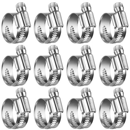 Picture of Steelsoft Heavy Duty Hose Clamp Size#8, 5/8 to 1 inch Adjustable Worm Gear Drive Hose Clamps Stainless Steel 304 for Fuel Injection Line, Automotive, Radiator, Garden,12 Pack