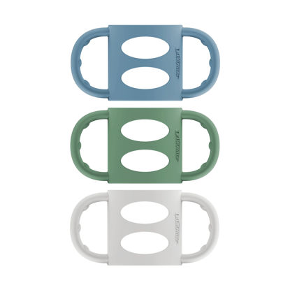 Picture of Dr. Brown’s Milestones 100% Silicone Baby Bottle Handles, Narrow, Blue, Green, Gray, 3 Pack, 4m+