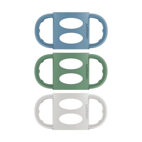Picture of Dr. Brown’s Milestones 100% Silicone Baby Bottle Handles, Narrow, Blue, Green, Gray, 3 Pack, 4m+