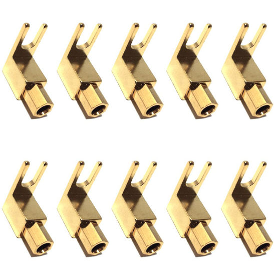 Picture of CESS Right Angle Spade Fork - 4mm Banana Plug Socket - Spade Fork Connector for Speaker & Amp (10 Pack)