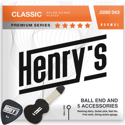 Picture of Classical Guitar Strings with Ball End - Fast&Easy Restring - 5 Guitar Accessories Inside - Silver Nylon Guitar Strings for Classical Guitar - Cuerdas Para Guitarra