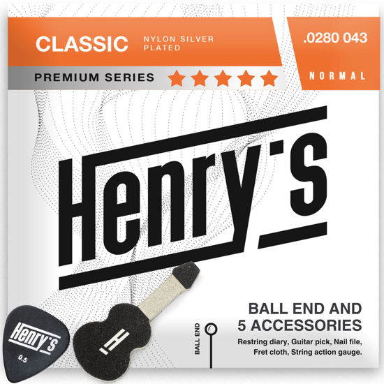 Picture of Classical Guitar Strings with Ball End - Fast&Easy Restring - 5 Guitar Accessories Inside - Silver Nylon Guitar Strings for Classical Guitar - Cuerdas Para Guitarra