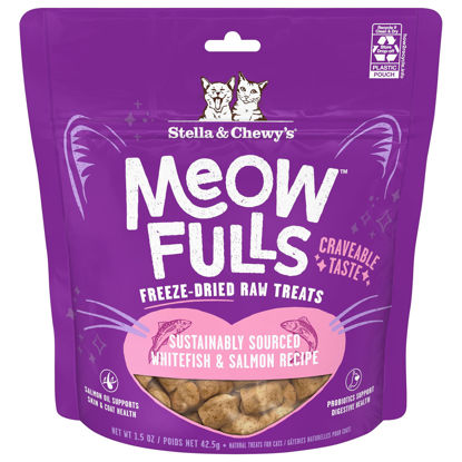 Picture of Stella & Chewy's Meowfulls Freeze Dried Cat Treats Whitefish & Salmon Recipe, 1.5 oz Bag