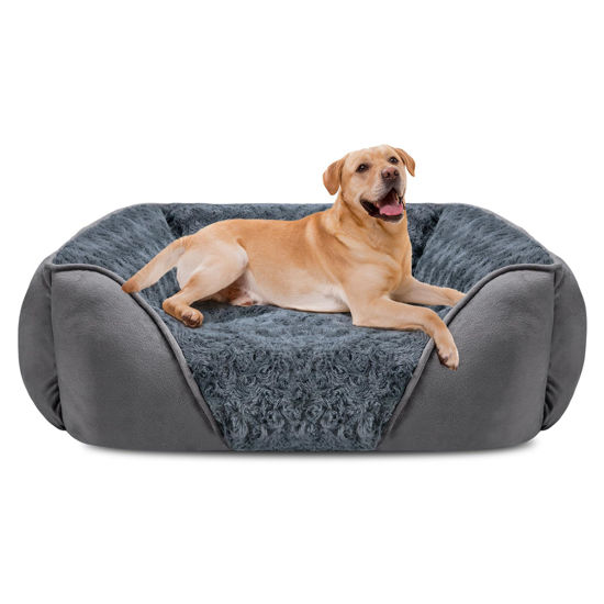 Picture of INVENHO XX-Large Dog Bed for Large Medium Small Dogs, Rectangle Washable Dog Bed, Orthopedic Dog Bed, Soft Calming Sleeping Puppy Bed Durable Pet Cuddler with Anti-Slip Bottom XXL(42"x30"x10")