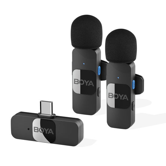 Picture of BOYA Wireless Lavalier Microphone for Android USB C Smartphone Tablet External Noise Canceling Mini Lapel Type C Microphone for iPhone 15 Clip-On Mic for Video Recording Podcast YouTube Live Streaming