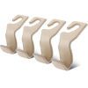 Picture of EldHus Car Seat Hooks for Purses and Bags, 4 Pack Car Purse Holder for Grocery Bag Handbag Clothes, Metal Headrest Hooks Covered by Leather, Beige