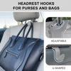 Picture of EldHus Car Seat Hooks for Purses and Bags, 2 Pack Car Purse Holder for Grocery Bag Handbag Clothes, Metal Headrest Hooks Covered by Leather, Gray