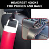 Picture of EldHus Car Seat Hooks for Purses and Bags, 2 Pack Car Purse Holder for Grocery Bag Handbag Clothes, Metal Headrest Hooks Covered by Leather, Black Red