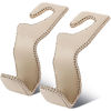 Picture of EldHus Car Seat Hooks for Purses and Bags, 2 Pack Car Purse Holder for Grocery Bag Handbag Clothes, Metal Headrest Hooks Covered by Leather, Beige