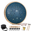 Picture of HOPWELL Steel Tongue Drum - 15 Note 12 Inch Tongue Drums - Percussion Instruments - Hand Pan Drum with Music Book, Drum Mallets and Carry Bag, D Major, Navy Blue