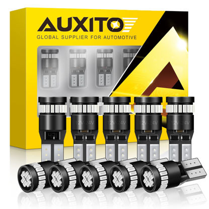 Picture of AUXITO Brilliant Red 194 LED Bulbs 168 2825 W5W T10 Wedge 24-SMD 3014 Chipsets LED Replacement Bulbs for Car Dome Map Door Parking Marker License Plate Dash Instrument Lights, Pack of 10