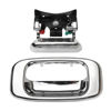 Picture of Tailgate Door Handle & Bezel Lock Set, Compatible with 1999-2007 Chevy Silverado GMC Sierra 1500 2500 3500, Chrome Exterior Rear with Rod Clips | Replaces# 15997911, 15228539, 15228541, 15228540