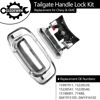 Picture of Tailgate Door Handle & Bezel Lock Set, Compatible with 1999-2007 Chevy Silverado GMC Sierra 1500 2500 3500, Chrome Exterior Rear with Rod Clips | Replaces# 15997911, 15228539, 15228541, 15228540