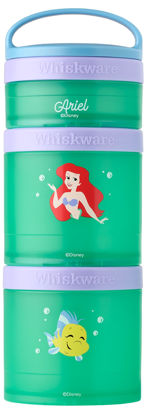 Picture of Whiskware Disney Princess Stackable Snack Containers for Kids and Toddlers, 3 Stackable Snack Cups for School and Travel, Ariel and Flounder