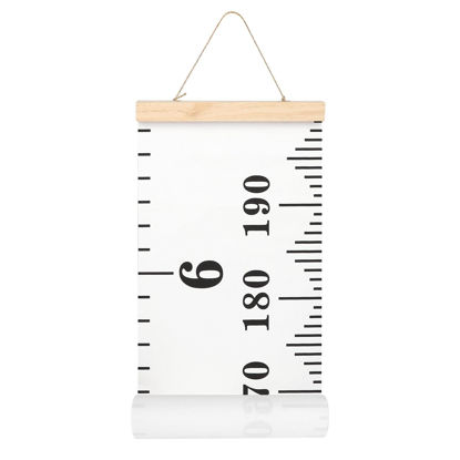 Picture of Mibote Baby Growth Height Chart Handing Ruler Wall Decor for Kids, Canvas Removable Height Growth Chart 79" x 7.9" (Black & White)