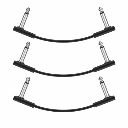 Picture of Donner Flat Patch Cables for Guitar Effect Pedal 6 Inch Save Space Clear Sound 1/4" TS Right Angle 3 Packs
